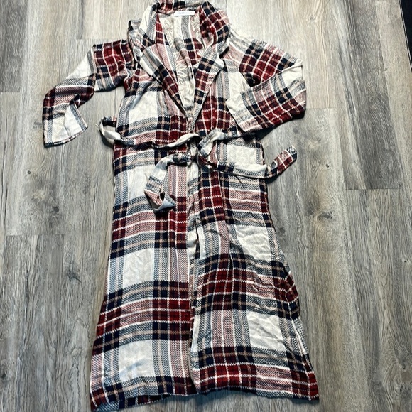 LUSH Plaid Duster Jacket with Embroidery on back, size S/M - Picture 3 of 9